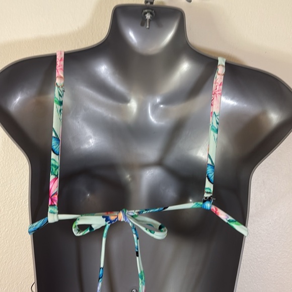 Nanette Lepore Aileen Triangle Bikini Top Green Floral & Butterfly SKU0914 NWOT - Picture 5 of 10